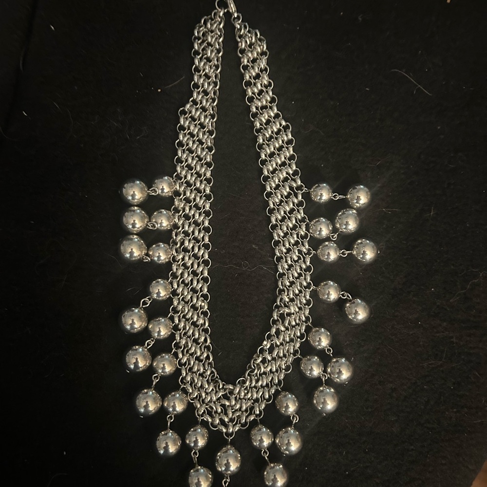 Silver Statement Chain Bib Necklace - Women Jewelry